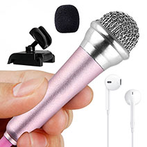 3.5mm Mini Microphone de Poche Elegant Karaoke Haut-Parleur avec Support M12 Rose