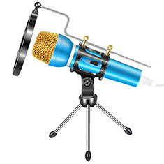 3.5mm Mini Microphone de Poche Elegant Karaoke Haut-Parleur avec Support M03 pour Vivo iQOO Z6 5G Bleu