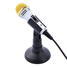 3.5mm Mini Microphone de Poche Elegant Karaoke Haut-Parleur avec Support M07 pour Motorola Moto Edge 40 5G Blanc