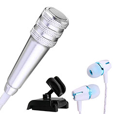 3.5mm Mini Microphone de Poche Elegant Karaoke Haut-Parleur avec Support M08 pour Vivo iQOO Z6 5G Argent