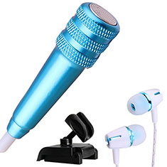 3.5mm Mini Microphone de Poche Elegant Karaoke Haut-Parleur avec Support M08 pour Oppo A57e Bleu