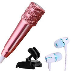 3.5mm Mini Microphone de Poche Elegant Karaoke Haut-Parleur avec Support M08 pour Realme X50m 5G Or Rose