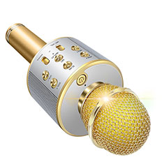 3.5mm Mini Microphone de Poche Elegant Karaoke Haut-Parleur M06 pour Vivo iQOO Z7 5G Or