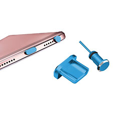 Bouchon Anti-poussiere USB-B Jack Android Universel H01 pour Huawei Y9 2019 Bleu