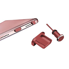Bouchon Anti-poussiere USB-B Jack Android Universel H01 pour Huawei Y9 2019 Rouge