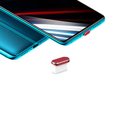 Bouchon Anti-poussiere USB-C Jack Type-C Universel H02 pour Samsung Galaxy A21 European Rouge