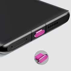 Bouchon Anti-poussiere USB-C Jack Type-C Universel H08 pour Samsung Galaxy A21 European Rose Rouge