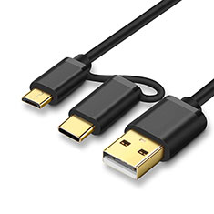 Cable Type-C et Mrico USB Android Universel T01 pour Sharp Aquos Zero5G basic Noir