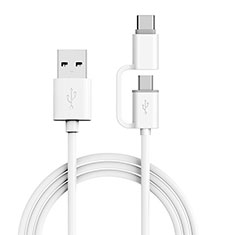 Cable Type-C et Mrico USB Android Universel T04 pour Samsung Galaxy A41 SC-41A Blanc