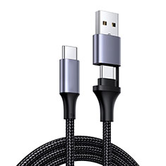 Cable Type-C USB-C vers Type-C USB-C 100W H01 pour Huawei Honor MagicBook 14 Gris Fonce