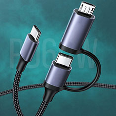 Cable Type-C USB-C vers Type-C USB-C 60W H02 pour Huawei Honor MagicBook 14 Noir