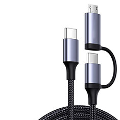 Cable Type-C USB-C vers Type-C USB-C 60W H03 pour Apple iPad Pro 11 (2022) Gris Fonce