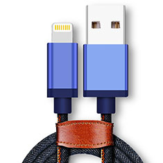 Chargeur Cable Data Synchro Cable D01 pour Apple iPhone Xs Bleu