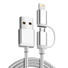 Chargeur Lightning Cable Data Synchro Cable Android Micro USB C01 pour Apple iPhone 6 Argent