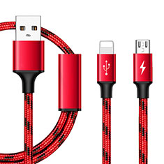 Chargeur Lightning Cable Data Synchro Cable Android Micro USB ML02 pour Huawei Mediapad T3.10.0 AGS-L09 AGS-W09 Rouge