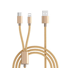 Chargeur Lightning Cable Data Synchro Cable Android Micro USB ML03 pour Accessoires Telephone Casques Ecouteurs Or
