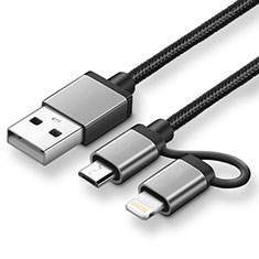 Chargeur Lightning Cable Data Synchro Cable Android Micro USB ML04 pour Huawei P20 Lite 2019 Noir