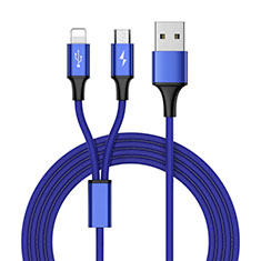 Chargeur Lightning Cable Data Synchro Cable Android Micro USB ML05 pour Handy Zubehoer Kfz Ladekabel Bleu