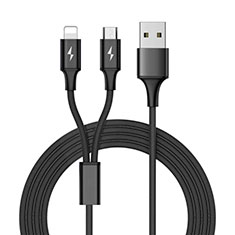 Chargeur Lightning Cable Data Synchro Cable Android Micro USB ML05 pour Huawei P20 Lite 2019 Noir