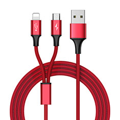 Chargeur Lightning Cable Data Synchro Cable Android Micro USB ML05 pour Samsung Galaxy C7 SM-C7000 Rouge