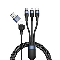 Chargeur Lightning Cable Data Synchro Cable Android Micro USB Type-C 100W H02 pour Vivo Y31s 5G Noir