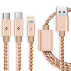 Chargeur Lightning Cable Data Synchro Cable Android Micro USB Type-C ML03 pour Handy Zubehoer Kfz Ladekabel Or