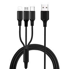 Chargeur Lightning Cable Data Synchro Cable Android Micro USB Type-C ML08 pour Accessoires Telephone Casques Ecouteurs Noir