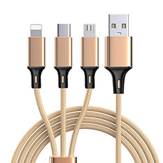 Chargeur Lightning Cable Data Synchro Cable Android Micro USB Type-C ML08 pour Oppo A58 5G Or