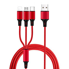 Chargeur Lightning Cable Data Synchro Cable Android Micro USB Type-C ML08 pour Huawei Mate 40 Pro 5G Rouge