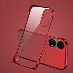 Coque Antichocs Rigide Sans Cadre Transparente Crystal Etui Housse H03 pour Huawei P50 Rouge