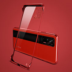 Coque Antichocs Rigide Sans Cadre Transparente Crystal Etui Housse pour Realme X7 Max 5G Rouge