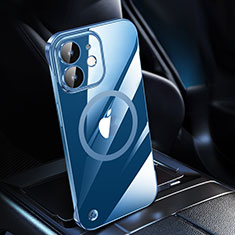 Coque Antichocs Rigide Transparente Crystal Etui Housse avec Mag-Safe Magnetic Magnetique QC1 pour Apple iPhone 12 Bleu