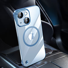 Coque Antichocs Rigide Transparente Crystal Etui Housse avec Mag-Safe Magnetic Magnetique QC1 pour Apple iPhone 15 Bleu