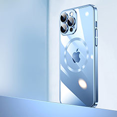 Coque Antichocs Rigide Transparente Crystal Etui Housse avec Mag-Safe Magnetic Magnetique QC2 pour Apple iPhone 14 Pro Max Bleu