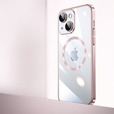 Coque Antichocs Rigide Transparente Crystal Etui Housse avec Mag-Safe Magnetic Magnetique QC2 pour Apple iPhone 15 Or Rose