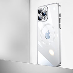 Coque Antichocs Rigide Transparente Crystal Etui Housse avec Mag-Safe Magnetic Magnetique QC2 pour Apple iPhone 15 Pro Argent