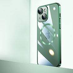 Coque Antichocs Rigide Transparente Crystal Etui Housse avec Mag-Safe Magnetic Magnetique QC2 pour Apple iPhone 15 Vert