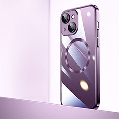 Coque Antichocs Rigide Transparente Crystal Etui Housse avec Mag-Safe Magnetic Magnetique QC2 pour Apple iPhone 15 Violet