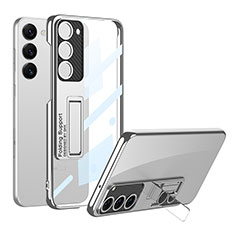 Coque Antichocs Rigide Transparente Crystal Etui Housse avec Support AC1 pour Samsung Galaxy S21 5G Argent