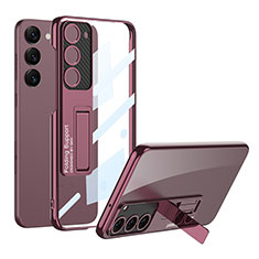 Coque Antichocs Rigide Transparente Crystal Etui Housse avec Support AC1 pour Samsung Galaxy S22 Plus 5G Rouge