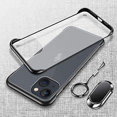 Coque Antichocs Rigide Transparente Crystal Etui Housse avec Support Bague Anneau Aimante Magnetique pour Apple iPhone 14 Noir