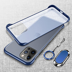 Coque Antichocs Rigide Transparente Crystal Etui Housse avec Support Bague Anneau Aimante Magnetique pour Apple iPhone 14 Pro Max Bleu