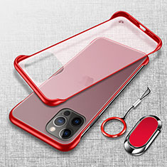 Coque Antichocs Rigide Transparente Crystal Etui Housse avec Support Bague Anneau Aimante Magnetique pour Apple iPhone 14 Pro Max Rouge