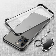 Coque Antichocs Rigide Transparente Crystal Etui Housse avec Support Bague Anneau Aimante Magnetique pour Apple iPhone 15 Pro Noir
