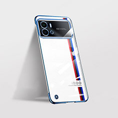 Coque Antichocs Rigide Transparente Crystal Etui Housse H01 pour Vivo iQOO 9 Pro 5G Bleu