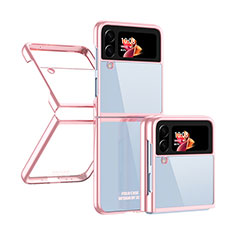 Coque Antichocs Rigide Transparente Crystal Etui Housse H03 pour Samsung Galaxy Z Flip4 5G Or Rose
