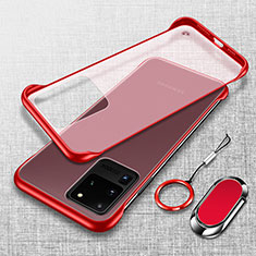 Coque Antichocs Rigide Transparente Crystal Etui Housse JS1 pour Samsung Galaxy S20 Ultra Rouge