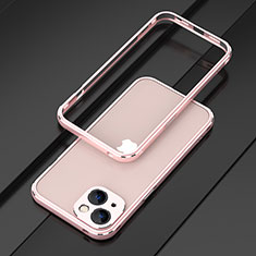 Coque Bumper Luxe Aluminum Metal Etui A01 pour Apple iPhone 14 Or Rose