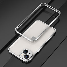 Coque Bumper Luxe Aluminum Metal Etui A01 pour Apple iPhone 14 Plus Argent