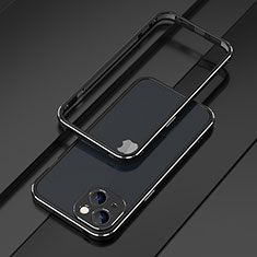 Coque Bumper Luxe Aluminum Metal Etui A01 pour Apple iPhone 15 Plus Argent et Noir